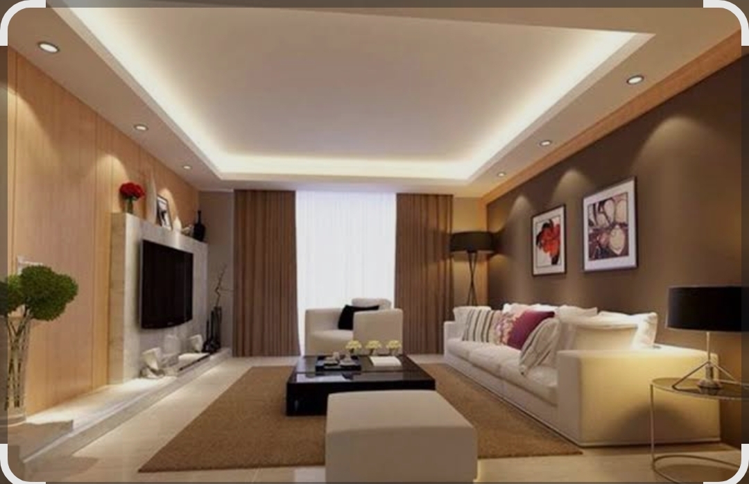Sala com sanca e iluminação embutida — projeto da Gesso Joinville